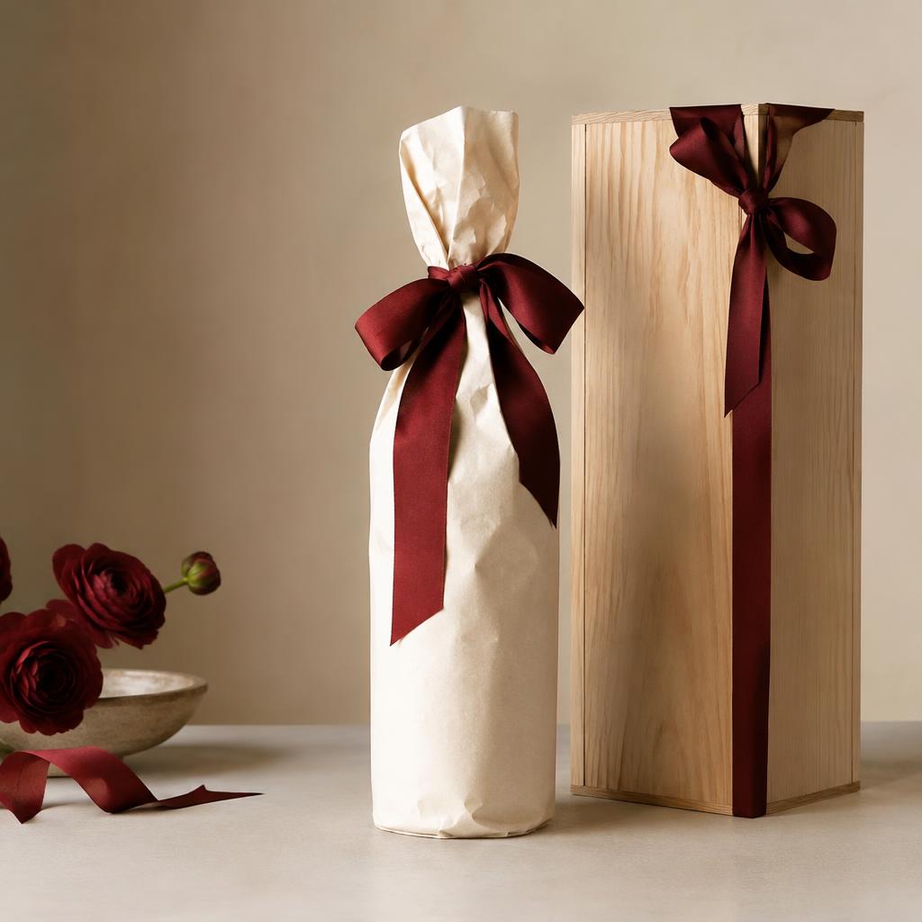 Weinflasche als Geschenk verpackt